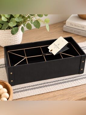 Hearth & Hand Magnolia Black Metal Flower Box Vase w/ Gold Frogger NEW W/ TAG